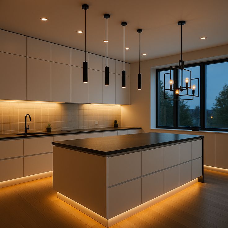 modular kitchen lighting design modern